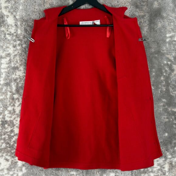 Liz Claiborne Petites Size P Cotton Blend Cardigan Sweater Red Button Pockets - Picture 5 of 10